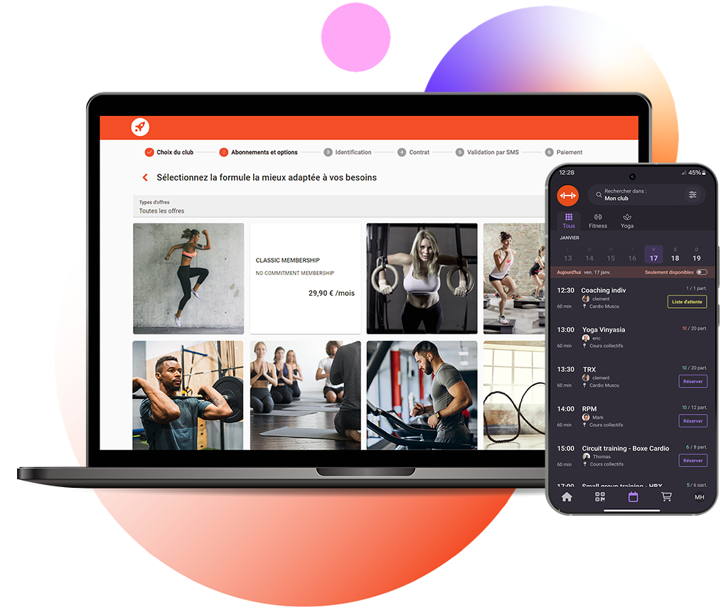 Réservation en ligne pour les membres des clubs de fitness